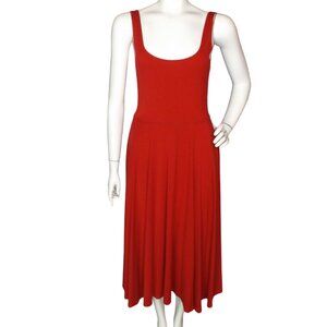 REFORMATION Midi Dress, L, Rou, Tank Upper, A-line/Flowy, Red, Pockets, Jersey